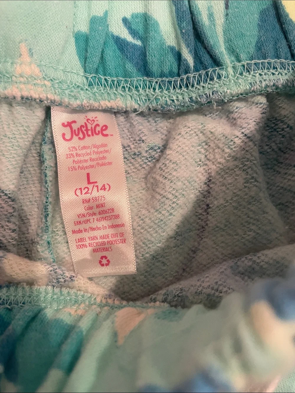 Justice Teal Floral Drawstring Athletic Shorts